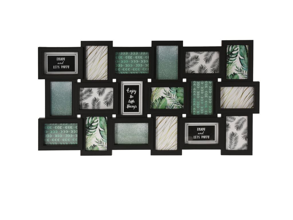 Πολυκορνίζα Κορνίζα Τοίχου για 18 φωτογραφίες με Μαύρο Πλαίσιο 48x90x3 cm, Photo frame