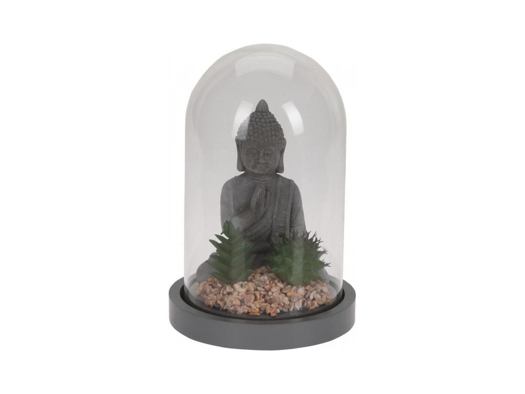 Διακοσμητική Φιγούρα του Βούδα με Τεχνητά Φυτά σε Γυάλα, 14x14x24 cm Σχέδιο 2