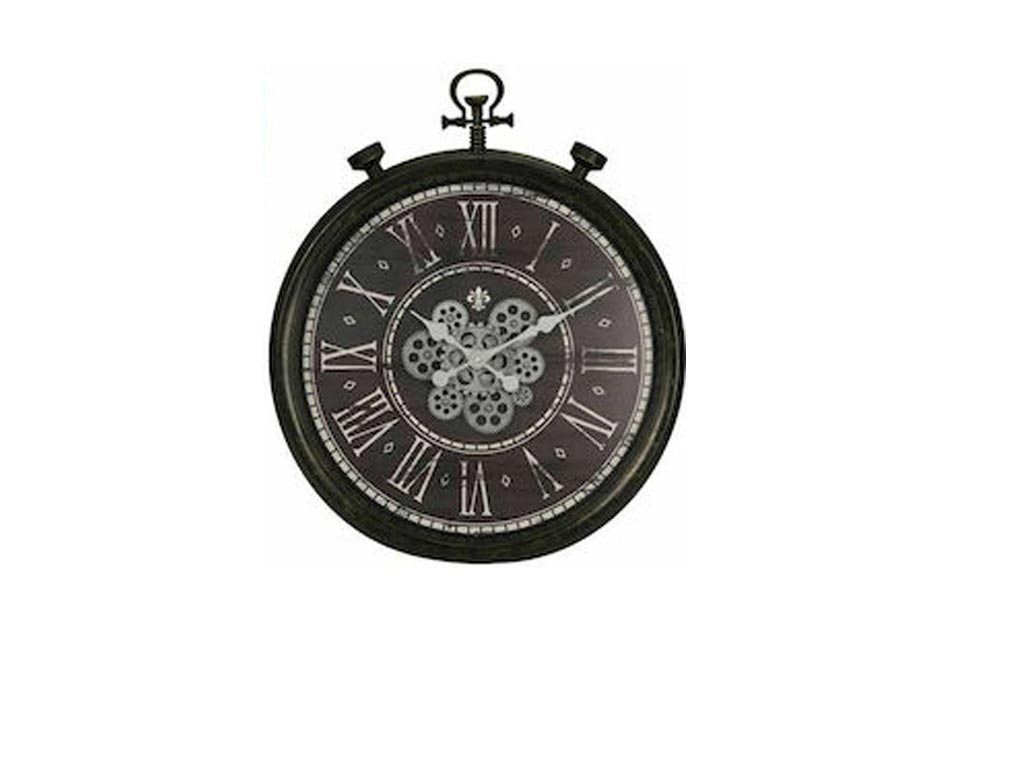 Αναλογικό Ρολόι Τοίχου με Μαύρο Πλαίσιο και Λατινικές Ενδείξεις σε Ασημί χρώμα, 77x77x8 cm