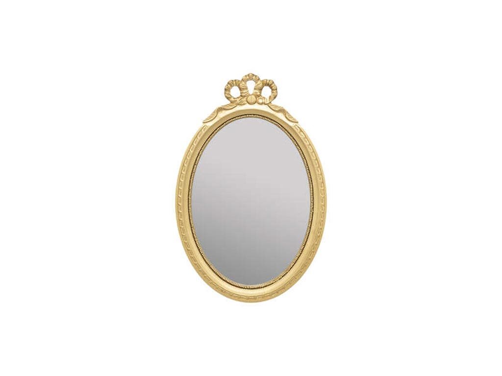 Παιδικός Στρογγυλός επιτοιχιος καθρέπτης πριγκίπισσας με χρυσό σκαλιστό πλαίσιο, 29x43.5 cm