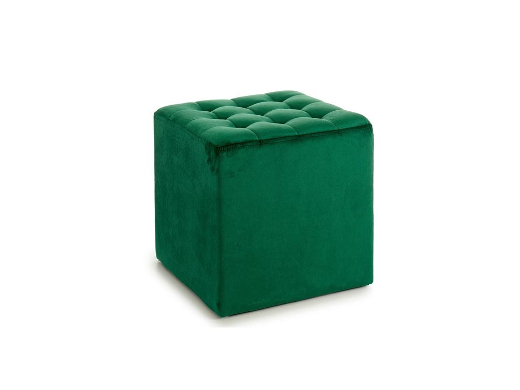 Πουφ Κάθισμα σκαμπό σε σχήμα κύβου, βελούδινο, σε χρώμα πράσινο, 35x35x35 cm