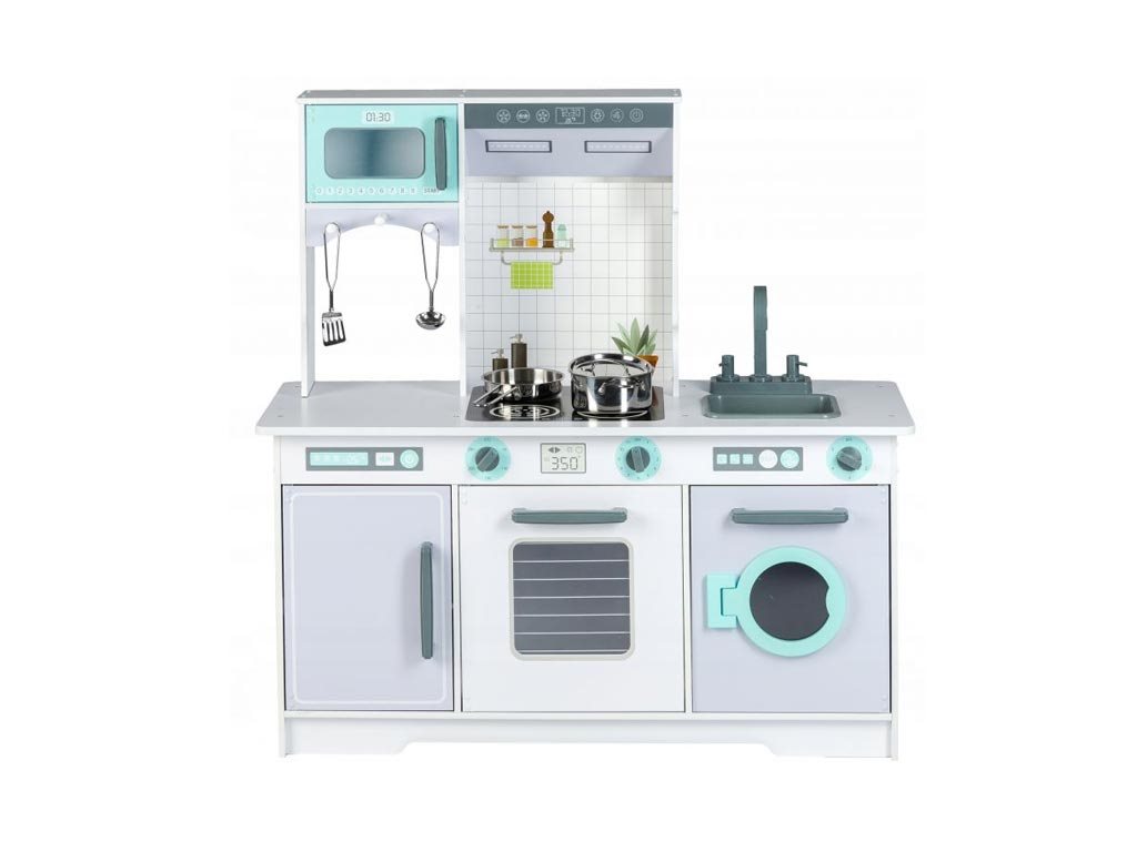 Ecotoys Ξύλινη Παιδική Κουζίνα ΧΧL με Πλυντήριο και 32 Αξεσουάρ 96x37x96.5 cm, 7258