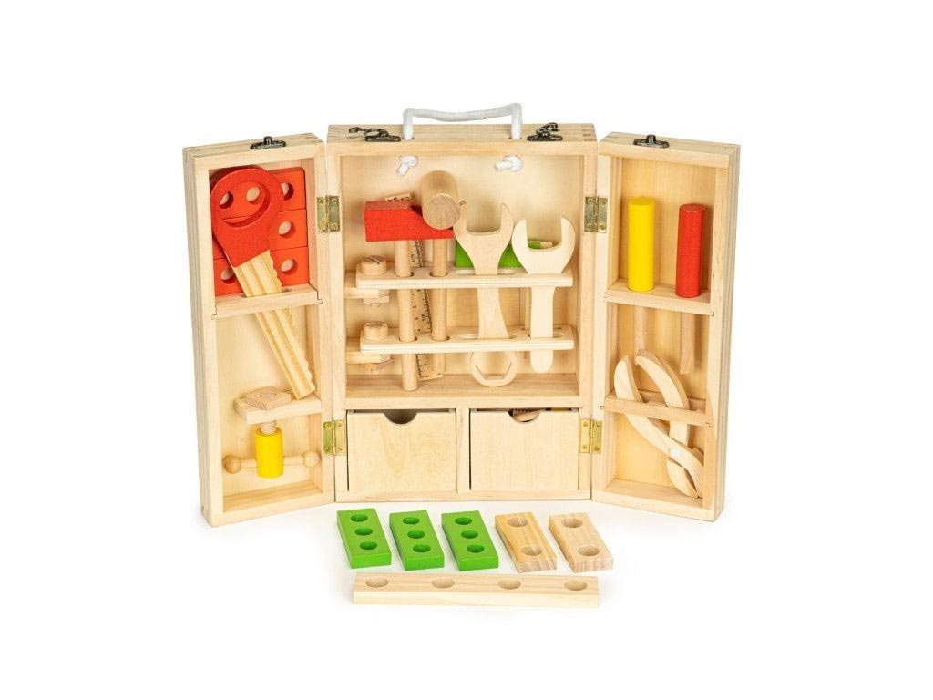 Ecotoys Ξύλινη Παιδική Εργαλειοθήκη με 10 Εργαλεία 20.5x8x30 cm, MB028