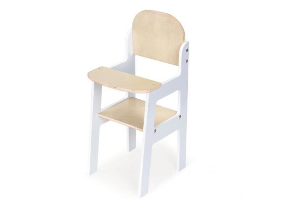Ξύλινο Παιδικό Κάθισμα για Κούκλες σε Λευκό χρώμα 22x23x47 cm, Doll Chair