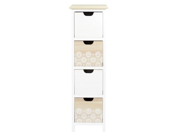 Ξύλινη Συρταριέρα με 4 Συρτάρια σε Λευκό-Μπεζ Χρώμα, διαστάσεις  25x81.5x25 cm