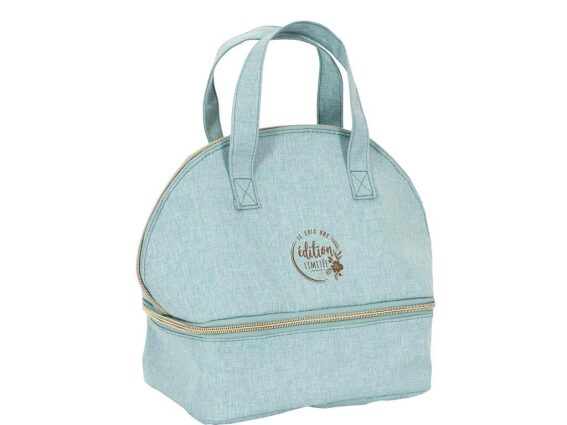 Ισοθερμική Τσάντα για μεταφορά φαγητού με 2 θήκες και Λαβή μεταφοράς, 27x26x16 cm, Lunch Bag Πράσινη