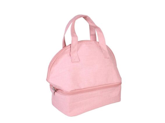 Ισοθερμική Τσάντα για μεταφορά φαγητού με 2 θήκες και Λαβή μεταφοράς, 27x26x16 cm, Lunch Bag Ροζ