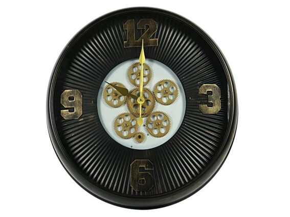 Αναλογικό Διακοσμητικό Ρολόι Τοίχου με Γρανάζια σε Μαύρο Χρώμα με Διάμετρο 61 cm, G6085073
