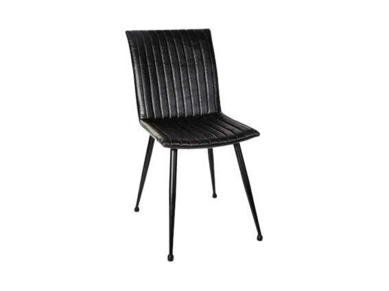 Καρέκλα Σαλονιού με Δερματίνη και Μεταλλικό Σκελετό σε Μαύρο Χρώμα, 48x48x88 cm, 694253