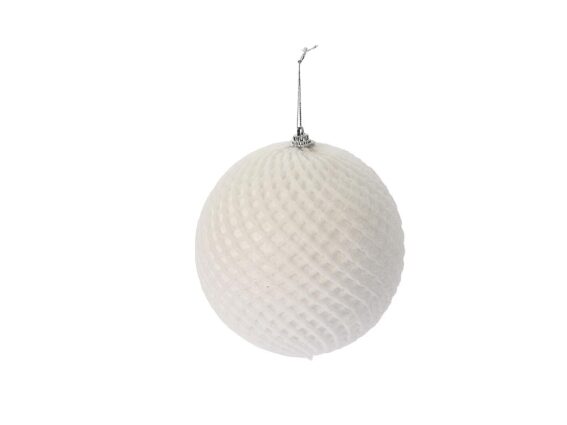 Χριστουγεννιάτικη Μπάλα με σχέδιο πλέγμα, μεμονωμένη σε Λευκό χρώμα και Glitter, 120mm