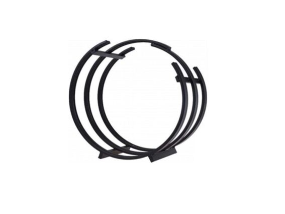 Ξυλιέρα Τζακιού Στρογγυλό Μεταλλικό Ράφι Αποθήκευσης Ξύλων σε Μαύρο χρώμα, 25x25x54 cm