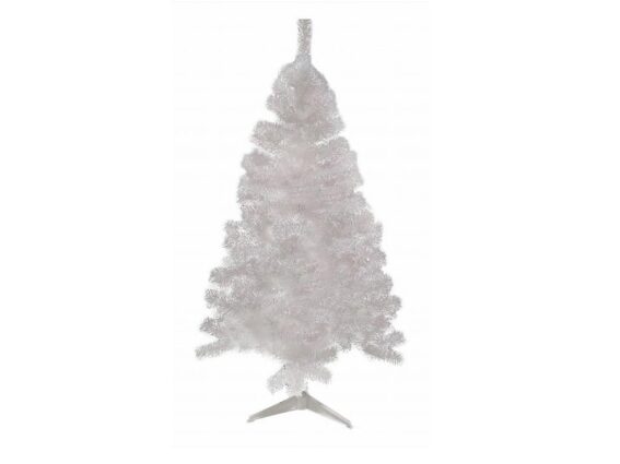 Χριστουγεννιάτικο Δέντρο σε Παραδοσιακή Γραμμή σε Λευκό Ιριδίζον χρώμα με Πλαστική βάση Ύψους 150 cm