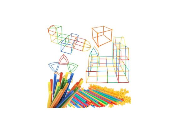 Σετ Εκπαιδευτικά Πλαστικά Καλαμάκια με συνδέσμους 238 τεμαχίων σε διάφορα χρώματα Educational straws