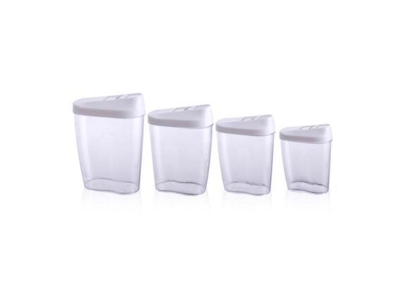 Alpina Σετ πλαστικά δοχεία αποθήκευσης τροφίμων 4 τεμαχίων, 15x5x8 cm Λευκό