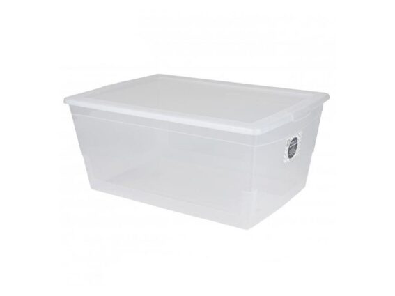 Πλαστικό κουτί αποθήκευσης με καπάκι 21L, σε διάφανο χρώμα, 45x32x20 cm, Storage boxes