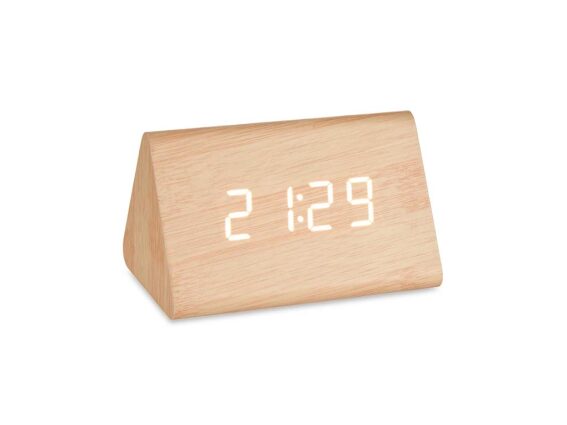 Ξύλινο ψηφιακό ρολόι επιτραπέζιο με ξυπνητήρι, 8x11.7x7.5 cm