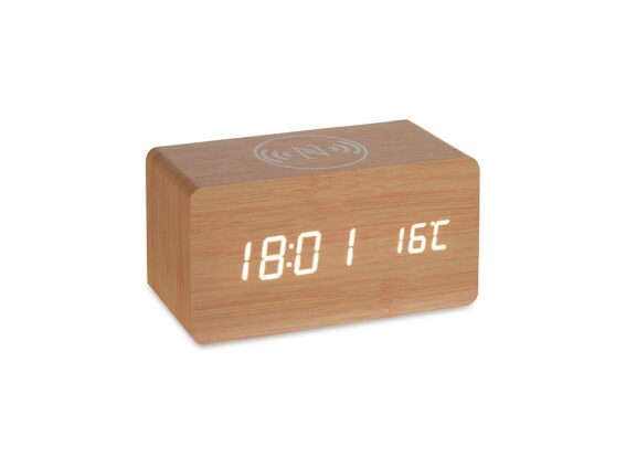 Ξύλινο ψηφιακό ρολόι επιτραπέζιο με ξυπνητήρι, σε καφέ χρώμα, 7x15x7.5 cm