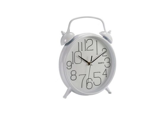 Επιτραπέζιο Αναλογικό Ρολόι Ξυπνητήρι με Πλαστικό Περίβλημα, 26.5x5x36 cm Λευκό