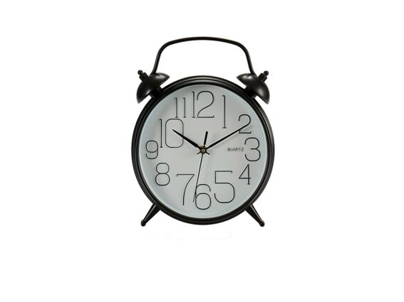 Επιτραπέζιο Αναλογικό Ρολόι Ξυπνητήρι με Πλαστικό Περίβλημα, 26.5x5x36 cm Μαύρο