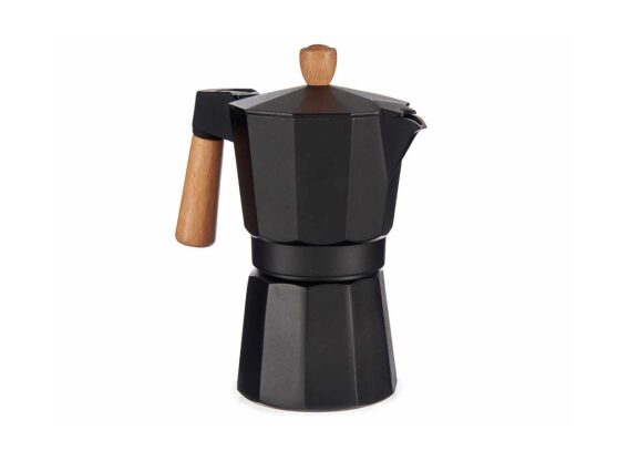 Καφετιέρα μπρίκι για Espresso από αλουμίνιο, για 6 φλυτζάνια καφέ, σε μαύρο χρώμα, 16x10x19.5 cm
