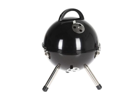 Στρογγυλή Φορητή Ψησταριά BBQ Μπάρμπεκιου με Σχάρα σε Μαύρο χρώμα, Διαμέτρου 31 cm
