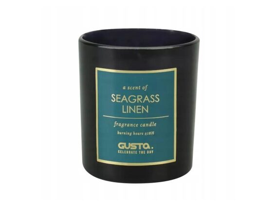 Αρωματικό Κερί σε Μαύρο Γυάλινο Δοχείο με Διάρκεια Καύσης 18 ώρες και Άρωμα Seagrass Linen, 7x7x8 cm