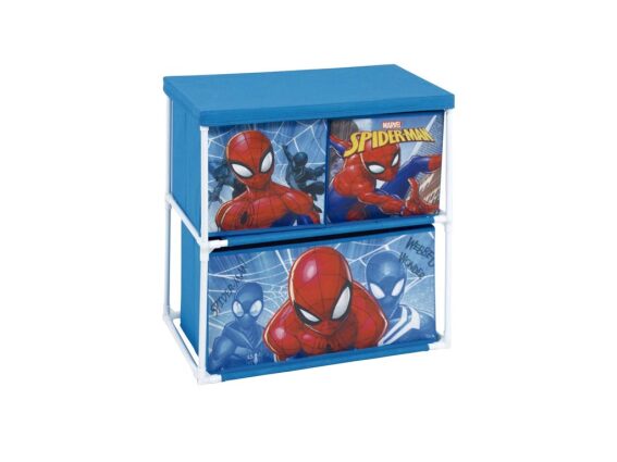 Πλαστική παιδική ραφιέρα αποθήκευσης Spiderman με 3 συρτάρια, σε μπλε χρώμα, 53x30x60 cm