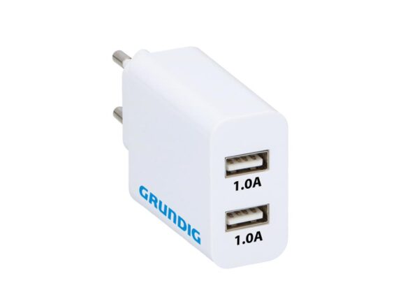 Grundig Φορτιστής Αντάπτορας Πρίζας Universal με 2 Θύρες USB σε Λευκό χρώμα, 26596