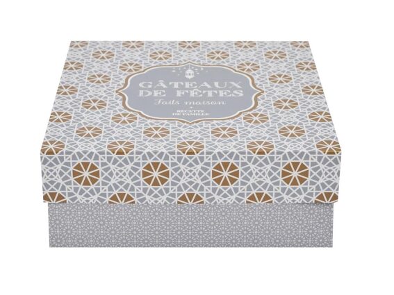 Χάρτινο Διακοσμητικό Κουτί Γλυκών Ζαχαροπλαστείου, 25.5x25.5x9.8 cm Γκρι