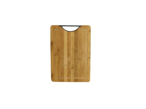 Ξύλινη επιφάνεια κοπής bamboo με λαβή, σε καφέ χρώμα, 23x33x1.80 cm