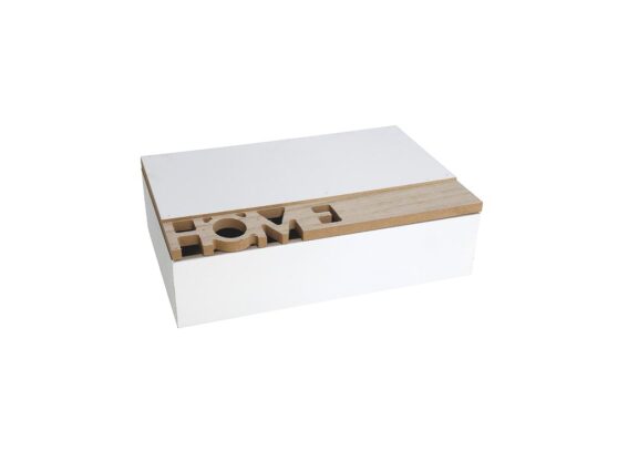 Διακοσμητικό κουτί αποθήκευσης, ξύλινο, σε λευκό χρώμα, 16x24x7 cm