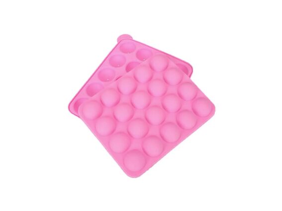 Φόρμα Σιλικόνης για cake pops, 20 θέσεων με ξυλάκι, σε ροζ χρώμα, 22x18x4 cm