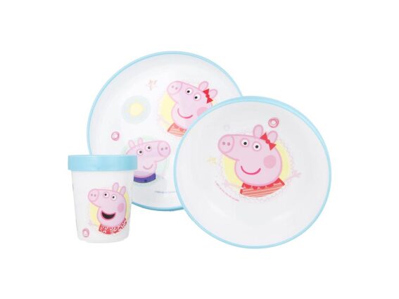Peppa Pig Παιδικό Σετ φαγητού 3 τεμαχίων, πλαστικό με αντιολισθητική βάση, 7x20x24 cm