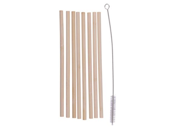 Σετ Επαναχρησιμοποιούμενα Καλαμάκια από Bamboo 8 τεμαχίων με Βουρτσάκι Καθαρισμού, Drinking straws