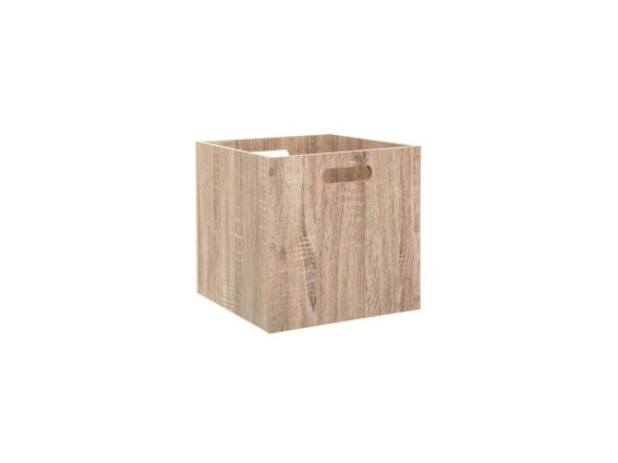 Κουτί αποθήκευσης, ξύλινο με λαβή, σε μπεζ χρώμα, 30.3x30.3x30.3 cm