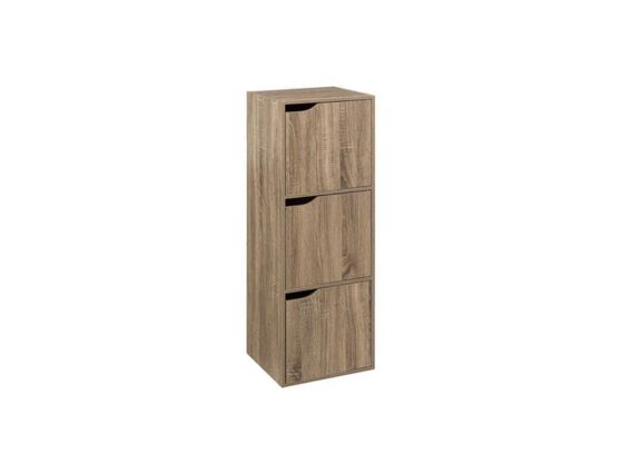 Ντουλάπι Αποθήκευσης ξύλινο, με 3 ντουλάπια σε μπεζ χρώμα, 34.4x32x100.5 cm