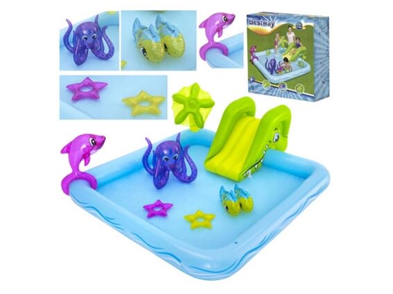 Bestway Φουσκωτή Παιδική Πισίνα Fantastic Aquarium Play Center με Τσουλήθρα 239x206x86cm, 53032