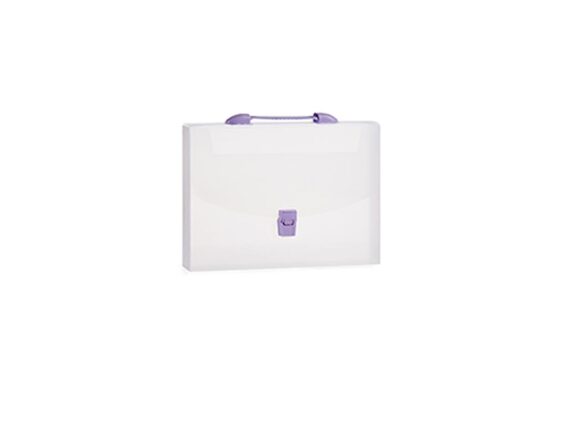 Pincello Διάφανος φάκελος εγγράφων με κούμπωμα και χειρολαβή, πλαστικός, 32.5x4x25 cm Μωβ