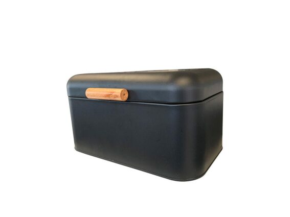 Ψωμιέρα με καπάκι, μεταλλική σε μαύρο χρώμα, 30x18x16 cm, Bread box