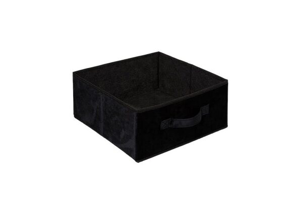 Πτυσσόμενο Υφασμάτινο Βελούδινο Κουτί Αποθήκευσης με Λαβές σε Μαύρο χρώμα, 31x31x15 cm