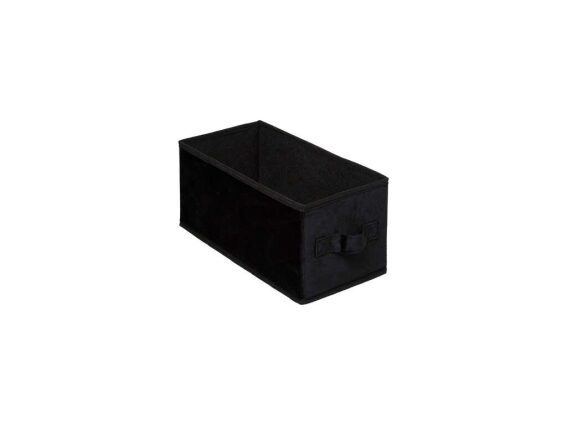 Πτυσσόμενο Υφασμάτινο Βελούδινο Κουτί Αποθήκευσης με Λαβές σε Μαύρο χρώμα, 15x31x15 cm