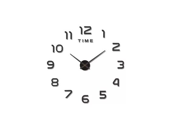 Ρολόι τοίχου αυτοκόλλητο, πλαστικό σε μαύρο χρώμα, 130 cm, do it your self