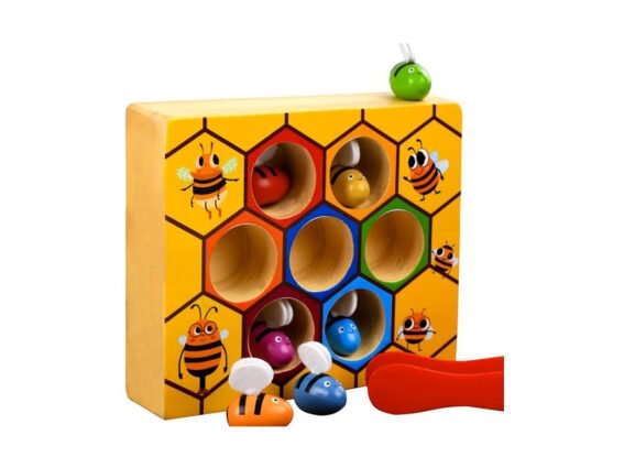 Ξύλινο παιχνίδι με κηρήθρες πιάσε την μέλισσα, πολύχρωμο, 16.5x3.6x13.5 cm