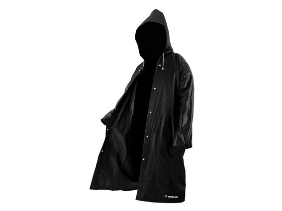 Αδιάβροχη μακρυά καπαρντίνα με κουκούλα, με κουμπιά, σε μαύρο χρώμα, 70x145 cm