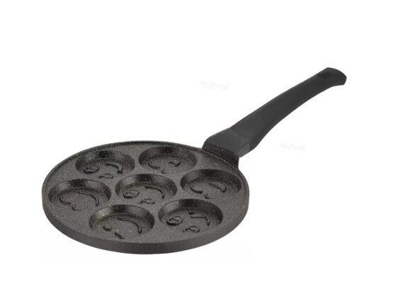 Cheffinger Αντικολλητικό τηγάνι smiley pancake 26 cm, 7 θέσεων, ανοξείδωτο, 21.8x59.5x3.5 cm,CF-CPSM