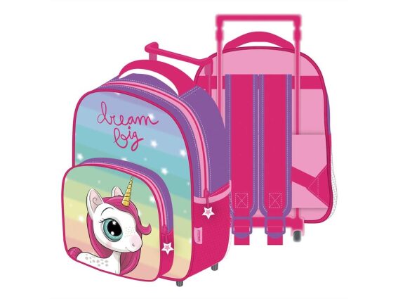 Σχολική τσάντα τρόλεϊ νηπιαγωγείου, Unicorn, πολύχρωμη, 24x12x36 cm
