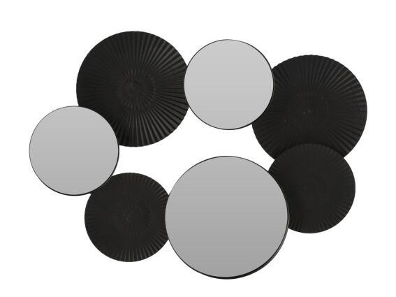 Διακοσμητικός καθρέπτης τοίχου μεταλλικός, σε μαύρο χρώμα, 38x5x26 cm