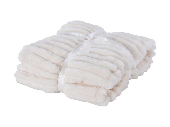 Μονή κουβέρτα βελούδινη από πολυεστέρα σε λευκό χρώμα, 130x150 cm