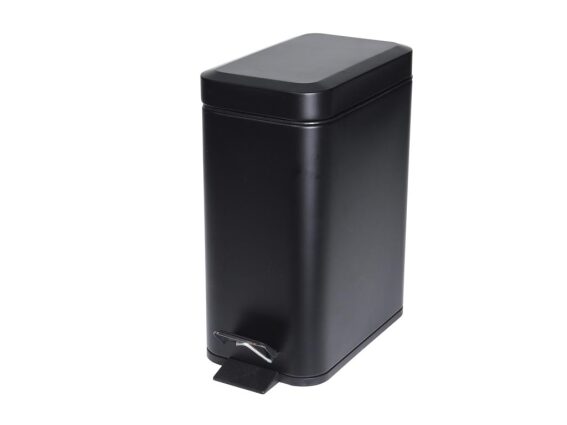 Κάδος απορριμμάτων 5L, μεταλλικός σε μαύρο ματ χρώμα, 14x25x29 cm, Trash bin