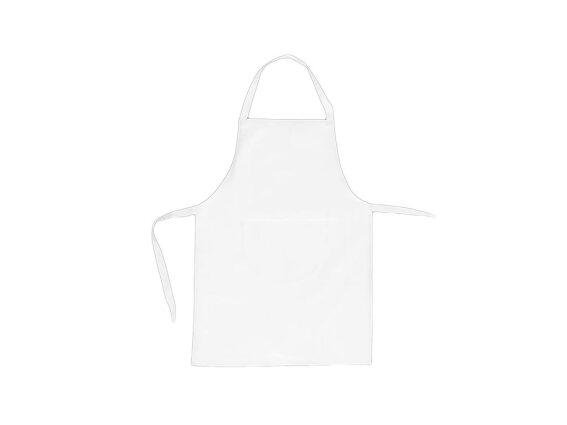 Ποδιά κουζίνας ολόσωμη με τσέπη, σε λευκό χρώμα, 60x70 cm